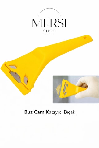 Cam Ve Buz Kazıyıcı Bıçak Araç Camı Don Buz Temizleme Aparatı Açık Sarı