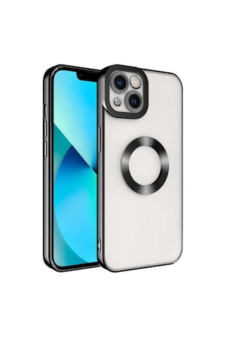 Zeyline Apple Uyumlu iPhone 14 Plus Kamera Korumalı Logo Gösteren Zore Omega Kapak-siyah