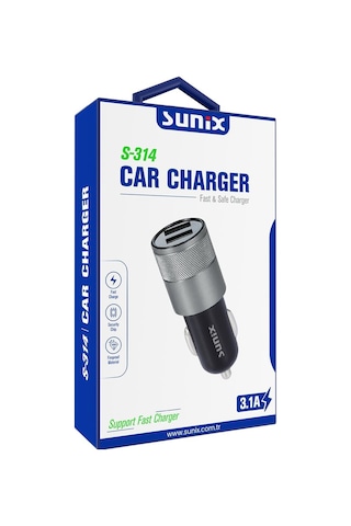 Sunix Araç Çakmak Şarj Aleti 3.1A / 38W Hızlı Şarj iphone Uyumlu Samsung