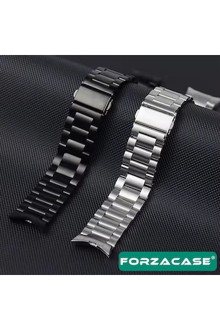 Forzacase Samsung Galaxy Watch 6 Classic 47mm İle Uyumlu Metal Baklalı Kordon Kayış - Fc790 Siyah