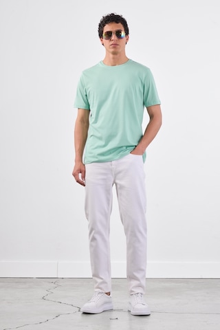 Dufy Mint Yeşili Bisiklet Yaka Pamuklu Düz Renk Slim Fit Erkek T-shirt Mint Yeşili