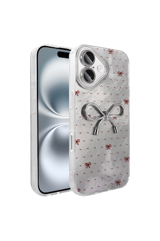 Apple Uyumlu iPhone 16 Plus Kılıf Kamera Korumalı Figürlü Zore Ponti Silikon Kapak Açık Mavi