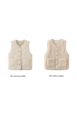 Snapbuy Kadın Yelek, Çift Taraflı Kullanım Ekru