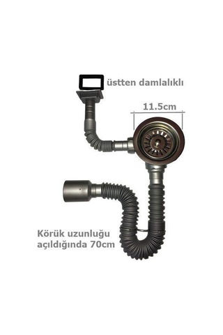 Çöpmak Kapalı Taşmalı Körüklü Evye Sifonu 50 Mm Çok Renkli