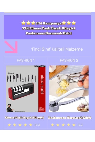2'li Set Sarımsak Ezici Ve Bıçak Bileyici