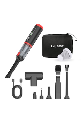 Laiser Kompakt Led Ekranlı 17.000 Pa 3ın1 Çekme-vakum-üfleme Özellikli Şarjlı Araç Süpürgesi Siyah