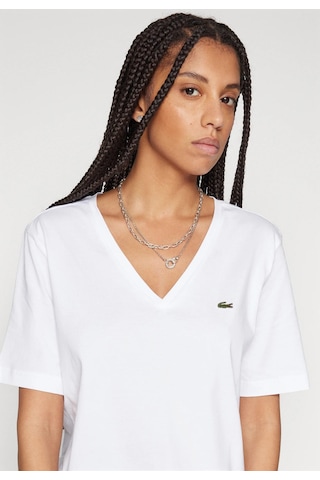 Lacoste V Yaka Organik Pamuk Bayan T-shirt Beyaz