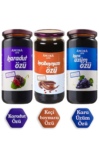 3'lü Fırsat Paketi - Karadut Özü, Keçiboynuzu Özü, Kara Üzüm Özü