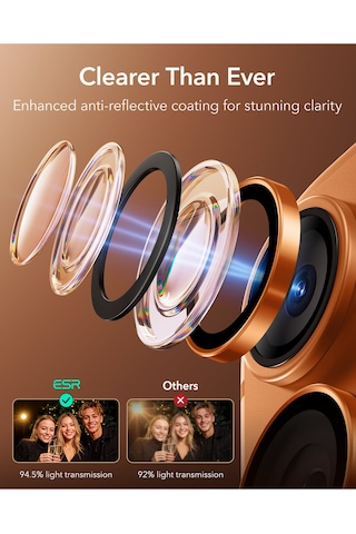 Armorite Kamera Lens Koruyucu Apple Uyumlu iPhone 14-15-16 17 Pro/pro Max Turuncu Turuncu