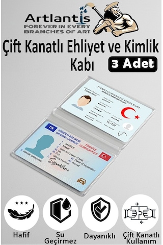 Çift Kanatlı Ehliyet Ve Kimlik Kabı 3 Adet Şeffaf İnce Kredi Kartı Kabı Ehliyet Kimlik Kılıfı Koruyucu Kılıf Şeffaf