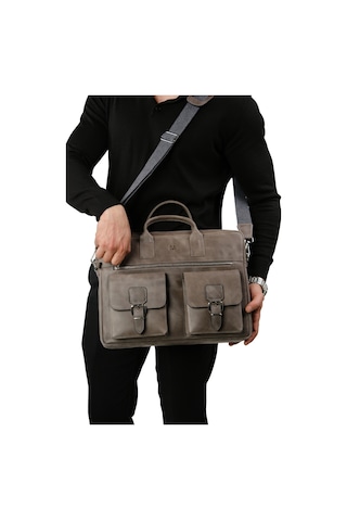 Mft Leather Hakiki Deri Laptop El Çantası Loreen 2230 Tiguan Gri