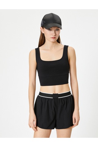 Koton Spor Yarım Atlet Kare Yaka Siyah 4sak30168nk Siyah