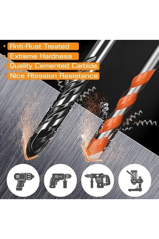 Wealthglow Mavi 5mm Oauee Dişli Üçgen Tungsten Çelik Duvar Karosu Beton Delme Ucu Ev Mermer Derebeyi Elmas El Elektrikli Matkap Renkli Yok Ms91no