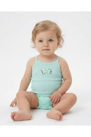 S-Mall Bibaby Green Flowers Bebek Badi - Mint Mint Yeşili