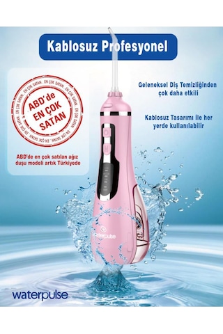 WaterPulse WP-V500-P Flosser Taşınabilir Şarjlı Masajlı Diş Protez Bakım ve Ağız Duşu