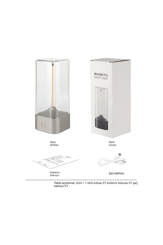 Taşınabilir Manyetik Emişli Gece Lambası Masa Lambası Kamp Yatak Odası Başucu Gece Lambası Kanca İle Geliyor-gümüş Gümüş