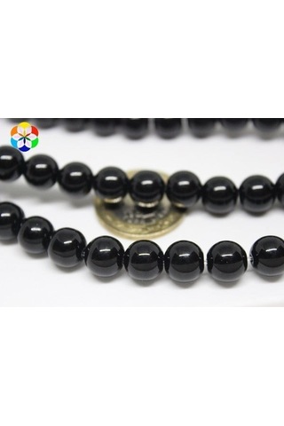 Yasam Tohumu Onix Oniks Taşı Parlak Yarım Dizi 10 MM 18 CM Çok Renkli