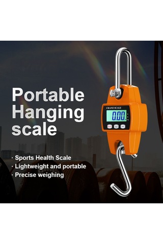 Yifomall Endüstriyel Elektronik Kanca Terazi 500kg - Tahta, Balıkçılık, Av İçin Hassas Ölçüm, 3 Birim Seçeneği, Lcd Işık, Mncs-m Turuncu Pil Yok