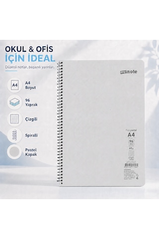 Mynote Flex Pastel A4 96 Yaprak 60 Gr Spiralli Çizgili Defter Gri