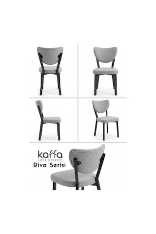 Riva , Modern Mutfak Sandalyesi, Yemek Odası Sandalyesi, Bahçe, Kafe - 6 Adet Gri Sandalye