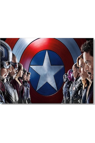 Cakasepetim Marvel Avengers Infinity Savaş Afişi Kaptan Amerika İç Savaş Görseli Ahşap Mdf Tablo