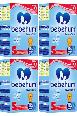 Bebehum 5 No Devam Sütü 2 Yaş+ 800 Gr X 4 Adet