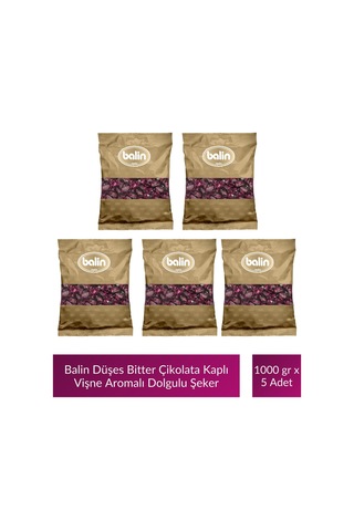 Balin Düşes Çikolata Kaplı Vişne Aromalı Sert Şeker 1000 Gr X 5 Adet