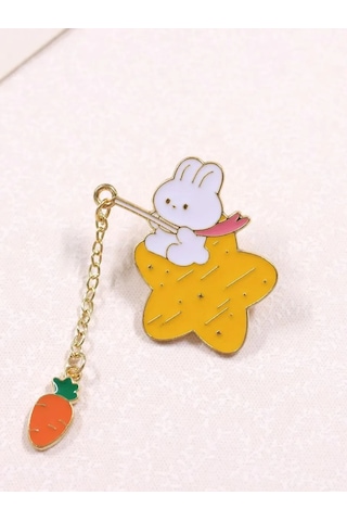 Proshik Emaye Tavşan Broş Rozet 302425265 Beyaz