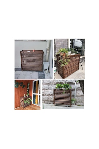 Büyük Dış Mekan Klima Kapağı Ve Çit Perdesi, Balkon Ve Bahçe İçin Masif Ahşap Dekoratif Çiçek Rafı, Kolay Kurulum L110xg50xy85cm Diğer