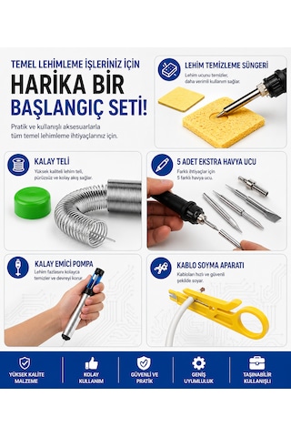 Hvy80 80watt Havya Seti 15 Parça Lehim Ahşap Yakma Kalemi Ayarlanabilir Sıcak Havya Makinesi Başlıkları İle Lehim Makinası