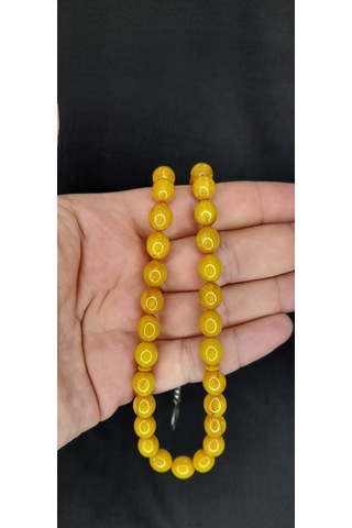 Anemore Collection Çubuk Kehribar Tesbih Sarı Renk Beyzi Kesim T-377