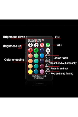 Kumandalı Çakarlı T10 Araç Park Ampulü 2 Adet 18 Led Rgb Led