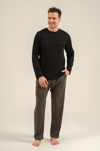 Arnetta %100 Pamuk 3844 Uzun Kol Erkek Pijama Takımı Siyah