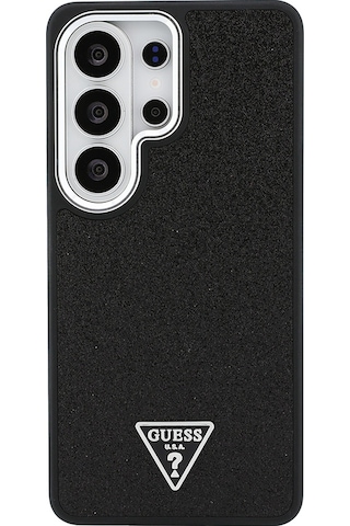 Galaxy Uyumlu S26 Ultra Kılıf Guess Lisanslı M-safe Metal Kamera Çerçeveli Üçgen Logolu Glitter Kapak Siyah Siyah