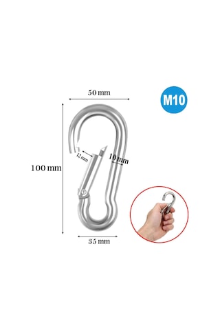 Badem10 Karabina 10 Mm Yaylı Kanca Paslanmaz Çelik Kilit Olta Dağcılık Kamp Malzemeleri Salıncak Anahtar Askı Kil