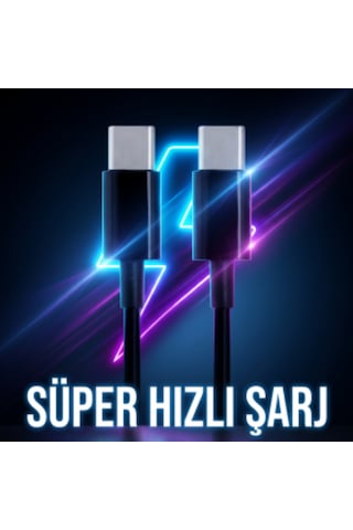 Type-c Type-c Süper Hızlı Şarj Kablosu 1.5 Metre - Samsung, Apple iPhone 15/16, Ps5, İpad Uyumlu