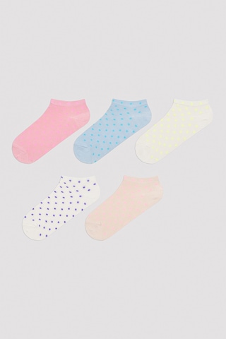 Penti Multicolor Dots 5li Patik Çorap Mavi Pembe