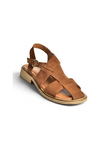 Fox Shoes Y291880002 Taba Hakiki Deri Süet Kadın Sandalet