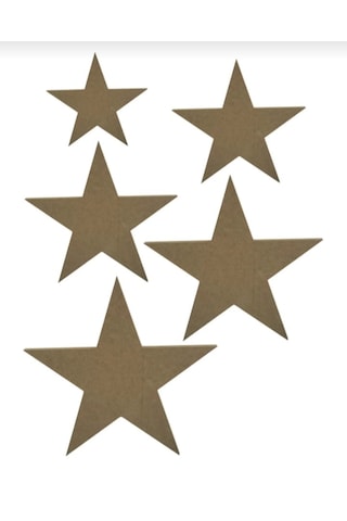 Boyanabilir Ahşap Mdf Yıldız Temalı 5 Li Dekoratif Obje - Süs