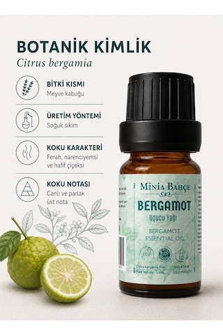 Minia Bahçe Bitki Ve Sanat Atölyesi Bergamot Uçucu Yağı Saf ve Katkısız Bitkisel Uçucu Yağ 10 ML