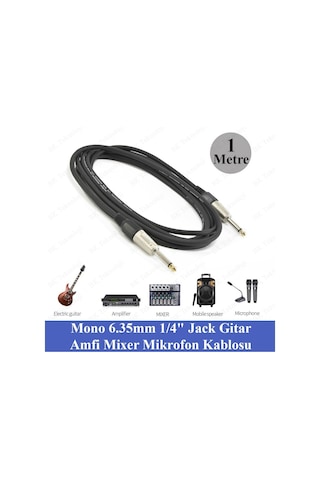 Mono 6.35mm 1/4" Jack Gitar Amfi Enstrüman Kablosu - 1 Metre