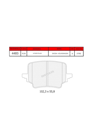 Bsr Arka Fren Balatası Cupra Terramar Skoda Kodiaq/superb Vw Passat Estate/variant/tayron/tiguan 09/20 2