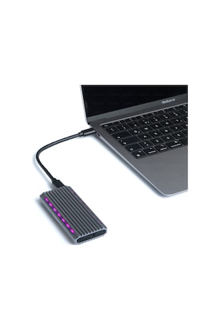 Dark USB 3.2 Gen2 Type C - M.2 NVMe & NGFF SATA SSD RGB LED