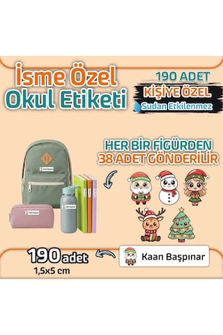 Kapbirhediye Okul Etiketi Isme Özel Kalem Defter Etiketi Yılbaşı Temalı 190 Adet Çok Renkli