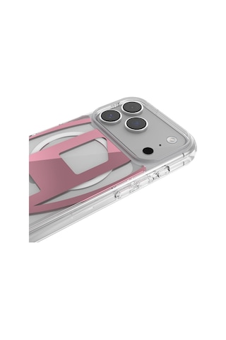 Diesel Apple iPhone 17 Pro Uyumlu Magsafe Destekli Oval D Metalik Kılıf - Pembe