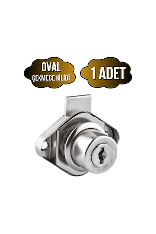 Oval Çekmece Kilidi Anahtarlı Dolap Mobilya Kilidi Oval 1 Adet Krom