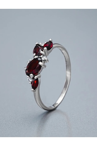 Uvelirnye Tradicii Doğal Granat Taşlı 925 Ayar Gümüş Yüzük 11216184 Gri