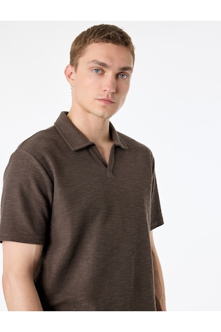 Koton Regular Fit Kısa Kollu Basic Polo Yaka Tişört Kahverengi 6sam10426mk Kahve