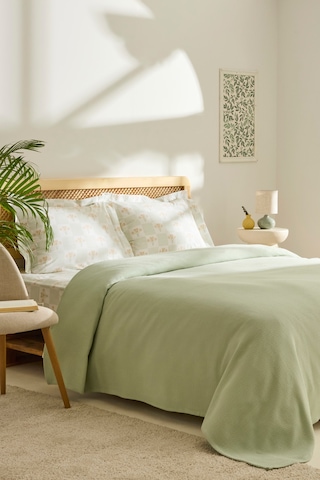 Kaşmir Home Runa %100 Pamuk Çift Kişilik Pike Takımı Çağla Çağla