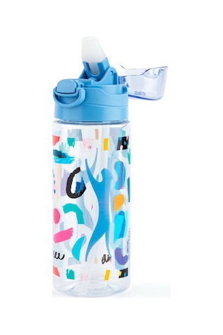 Slazenger Plastik Pipetli Okul Matarası - 500 Ml - Mavi Kapaklı
